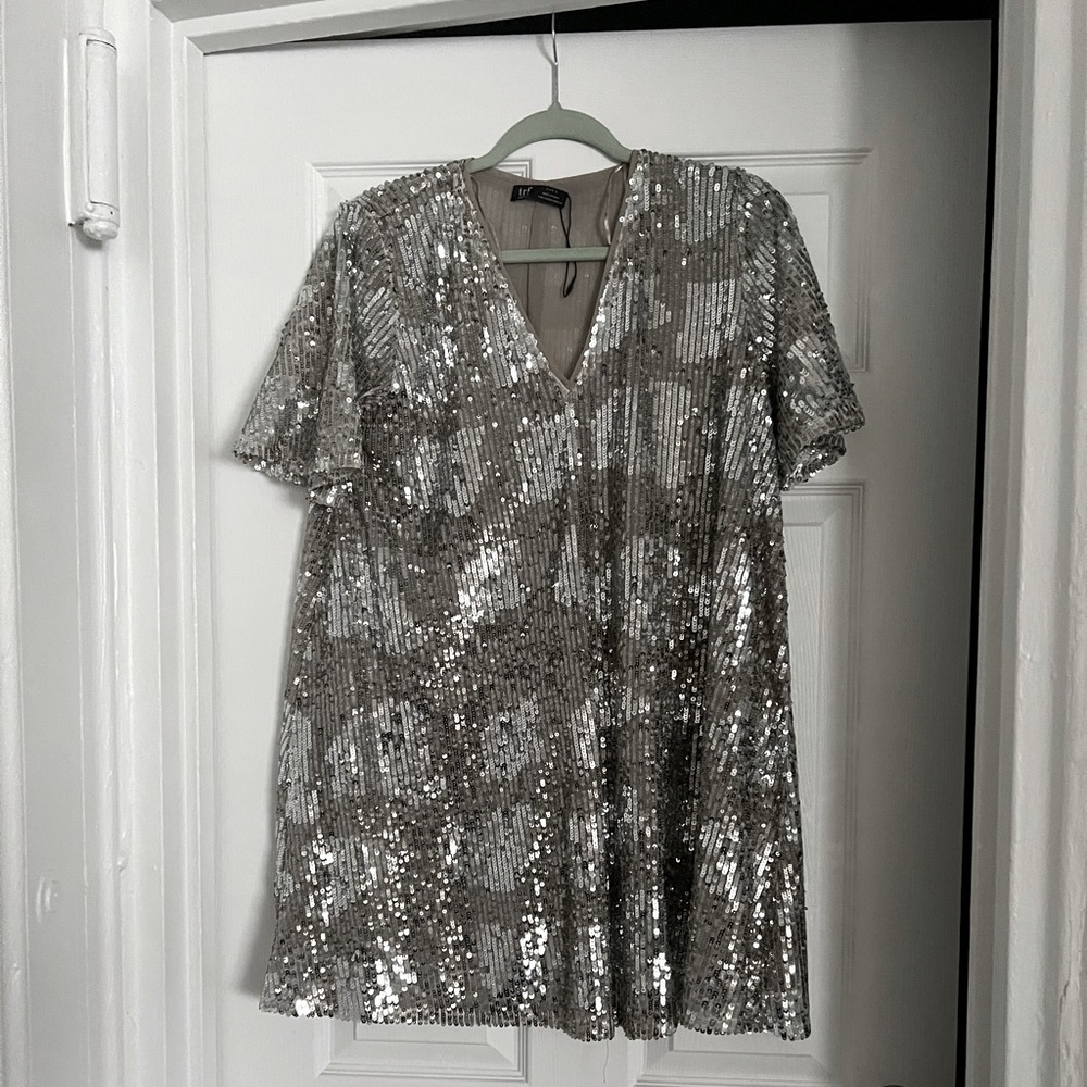 Zara trf collection sequin shift dress